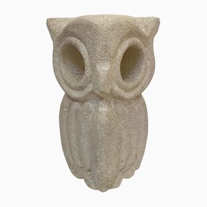 French Limestone Owl Desk Lamp Signed by Albert Tormos, 1970s