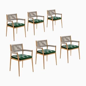 Dine Out Outdoor Stühle aus Teak, Seil und Stoff von Rodolfo Dordoni für Cassina, 6er Set