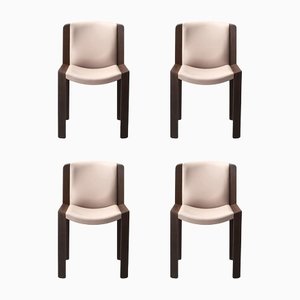Wood and Kvadrat Fabric 300 Chairs by Joe Colombo for Karakter, Set of 4