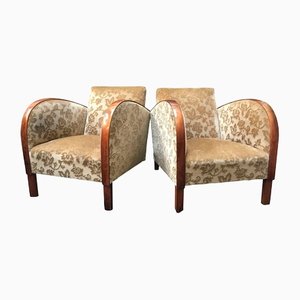 Art Deco Swedish Antique Early 20th Century Golden Birch Bentwood Armchairs, Set of 2