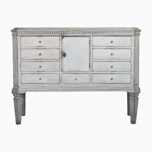 Swedish Gustavian Grey White Painted Chest of Drawers Commode Tallboy, 1870s