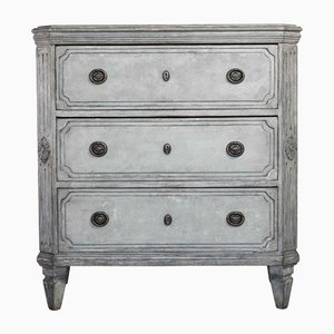 Swedish Gustavian Grey White Painted Chest of Drawers Commode Tallboy, 1860s