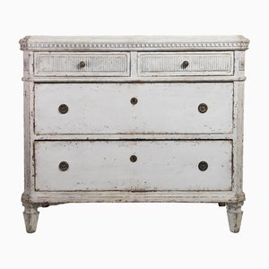 Swedish Gustavian Grey White Painted Chest of Drawers Commode Tallboy, 1850s