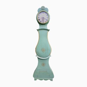Horloge Gustavienne Antique Fryksdall Mora en Or Vert par Ekerstrom, Suède, 1800s
