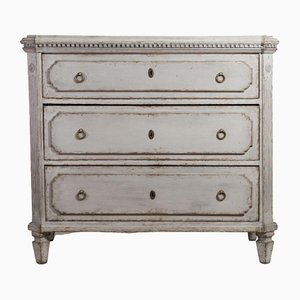 Swedish Gustavian Grey White Painted Chest of Drawers Commode Tallboy, 1895
