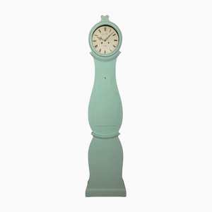 Antique Swedish Country Style Light Green Mora Clock, 1800s