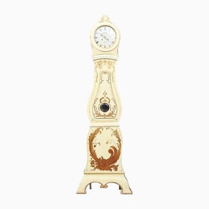 Antique Swedish Off White Bronze Hand Painted Mora Clock, 1800s