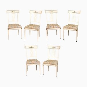 Late 19th Century Swedish Gustavian Bellman White Dining Chairs, Set of 6