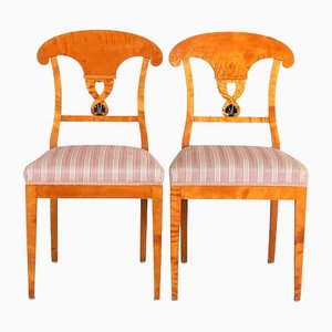 Empire Swedish Biedermeier 19th Century Antique Ormolu Style Dining Chairs, Set of 2