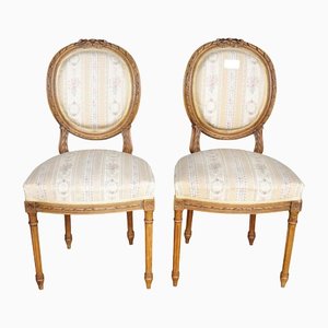 Gustavian Carved Canework Dining Chairs with Natural Finish, 1900s, Set of 2
