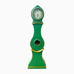 Mora Clock, Swedish Gustavian Painted Green, 1800s, Antique