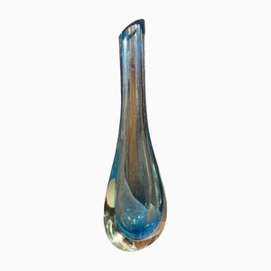 Moderne blaue Vase aus Muranoglas von Flavio Poli für Seguso, 1970er