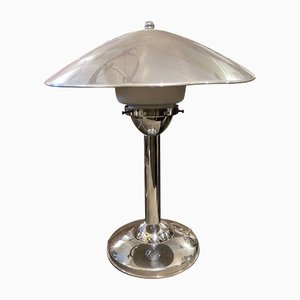 Italian Art Deco Chromed Metal Table Lamp, 1940s