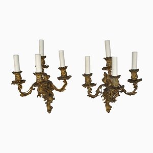 19th Century Louis XV Style Bronze Sconces, Set of 2