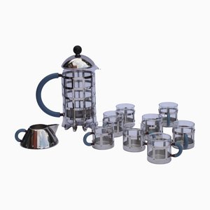 Postmodern French Press Coffee Set by Michael Graves for Alessi Italy, Set of 10
