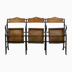 Old French 3-Seater Cinema Bench, 1900s