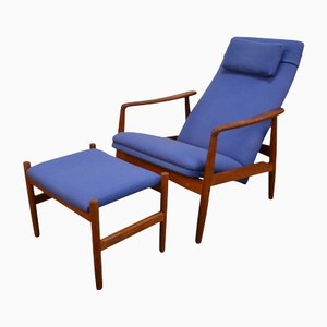 Vintage Danish Design Teak Lounge Chair and Footstool by Søren Ladefoged, Set of 2