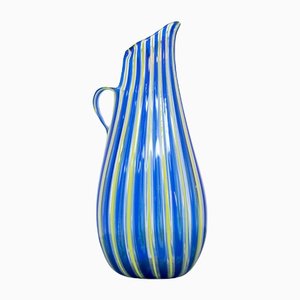 Vintage Murano Glasvase in Gelb & Blau von Paolo Venini, 1950er