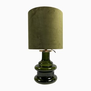 Mid-Century Green Glass & Brass Table Lamp, Germany, 1960s