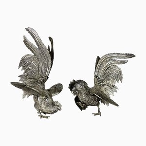 Art Nouveau Animal Italian Rooster Figures, Set of 2