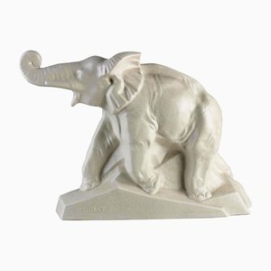 Großer französischer Art Deco Elefant aus Keramik von Le Jan, 1930er