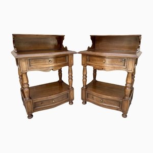 Mid-Century Spanish Wood Nightstands, Set of 2