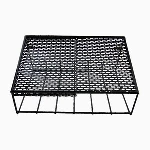 Mid-century Shelf Console Made of Perforated Metal in String Style with Newspaper Storage, 1960s