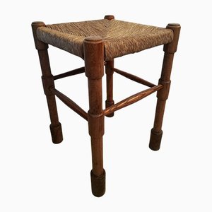Rustic Stool in Wood and Straw from Abruzzo Italy