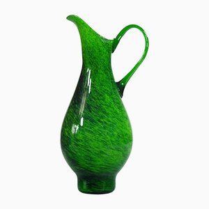 Jarrón de vidrio verde de Murano, años 70