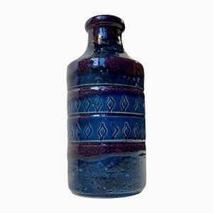 Chamotte Steingut Vase in Blau & Lila Glasur von Bitossi, 1960er