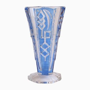 Vase Art Déco avec Motifs Géométriques de Markhbein France, 1930s