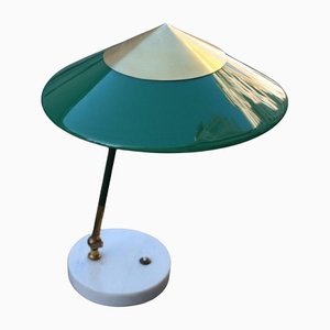 Tischlampe aus Marmor, Messing und grünem Acrylglas von Stilux Milano, Italien, 1950er