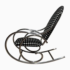 Rocking Chair Bauhaus, Tubes en Acier Chromés, Tissu, Allemagne, vers 1930
