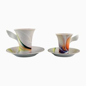 Mythos Coffee and Mocha Cups with Saucers by Paul Wunderlich for Rosenthal, Set of 4