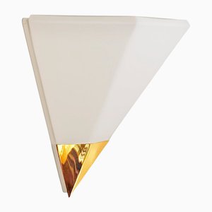 Lampade da parete moderne in vetro bianco di Glashütte Limburg, anni '70