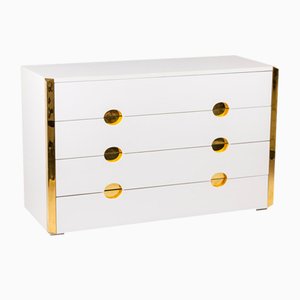 Chest of Drawers in Lacquer and Brass by Luigi Caccia Dominioni, 1970s