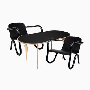 Kolho Coffee Table & Lounge Chairs in Black by Made by Choice, Set of 3