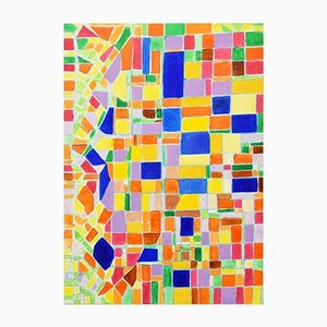 Giorgio Lo Fermo, Grille Géométrique, Huile sur Toile Originale, 2019