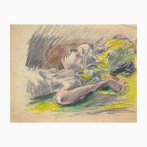 Mino Maccari, Sleeping Girl, Original China Ink, Mid 20th Century