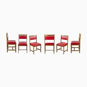 Rote Stühle, 1970er, 6er Set