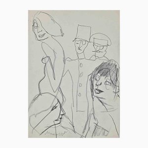 Mino Maccari, Bewunderung, Originalzeichnung, 1980