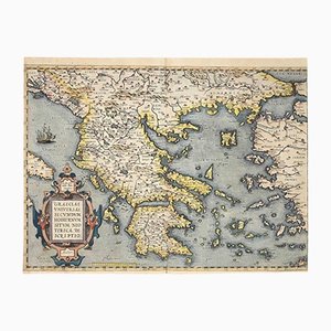 Abraham Ortelius, Carte de la Grèce, Gravure Originale, 1584