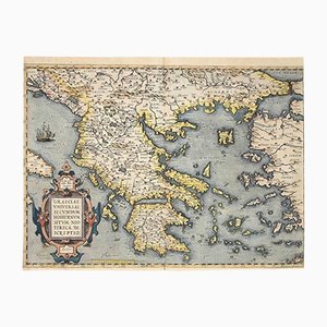 Abraham Ortelius, Mapa de Grecia, Grabado original, 1584