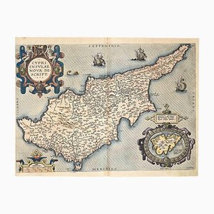 Abraham Ortelius, Carte de Chypre, Gravure Originale, 1584