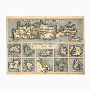 Abraham Ortelius, Mappa di Creta, acquaforte originale, 1584