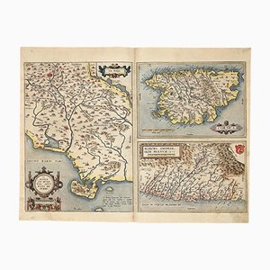Abraham Ortelius, Landkarten von Siena, Ancona und Korsika, Original Radierung, 1584