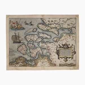 Abraham Ortelius, Mapa de Zelandia, Grabado original, 1584