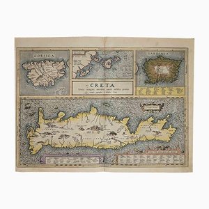 Abraham Ortelius, Mappa di Creta, acquaforte originale, 1584