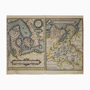 Cartes d'Abraham Ortelius, Dania et Oldenburgum, Gravure à l'Eau-Forte, 1584