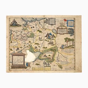 Mapa de Abraham Ortelius, Rusia, aguafuerte original, 1584